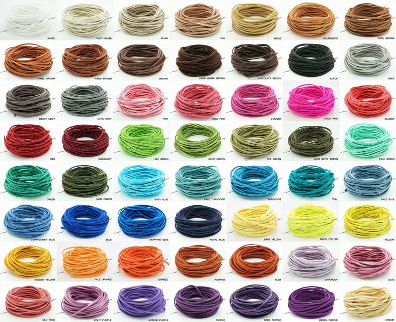 3MM x 1.5MM Faux Suede Cord Leather Lace Beading String Bracelet Necklace Making 10yards Skein You Pick Color image 1