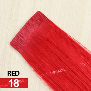 24 Seamless Straight Synthetic Hair Extension Clip In On Party Solid Color image 9