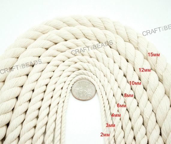 West Coast Paracord Corda Artigianale In Cotone Naturale A 3 Capi - Diametri 1/4, 1/2, 5/8, 3/4, 1 Pollice - Morbida E Colorata, Perfetta Per Macramè E Fai Da Te - 2