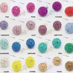 6MM - Swarovski Crystal Rhinestone Disco Ball 925 Sterling Silver Studs Earrings  - Pick Your Color!