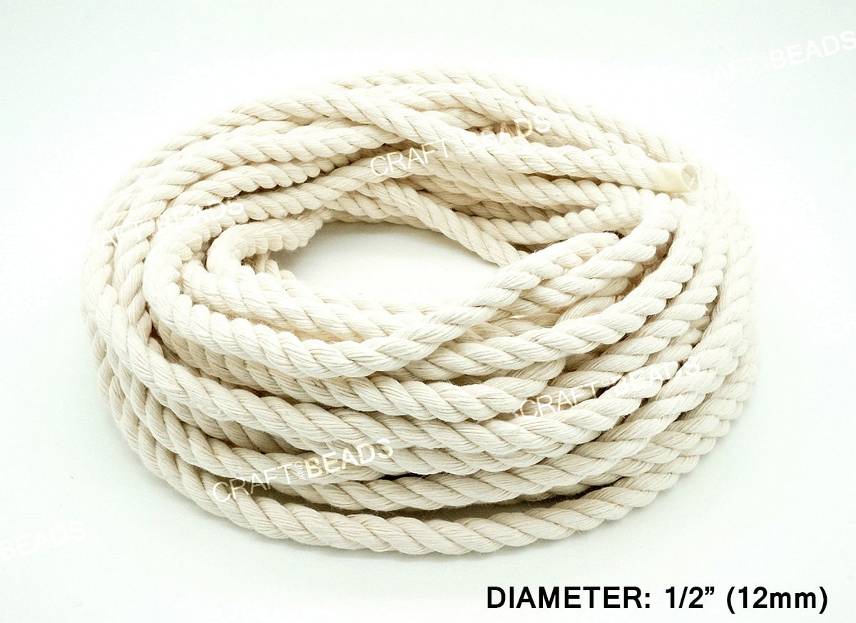 White Cotton Rope 3/8 inch x 100 Feet Natural Thick Rope Twisted Rope for  Wall Hanging, Decor Crafts Projects, Home Decoration