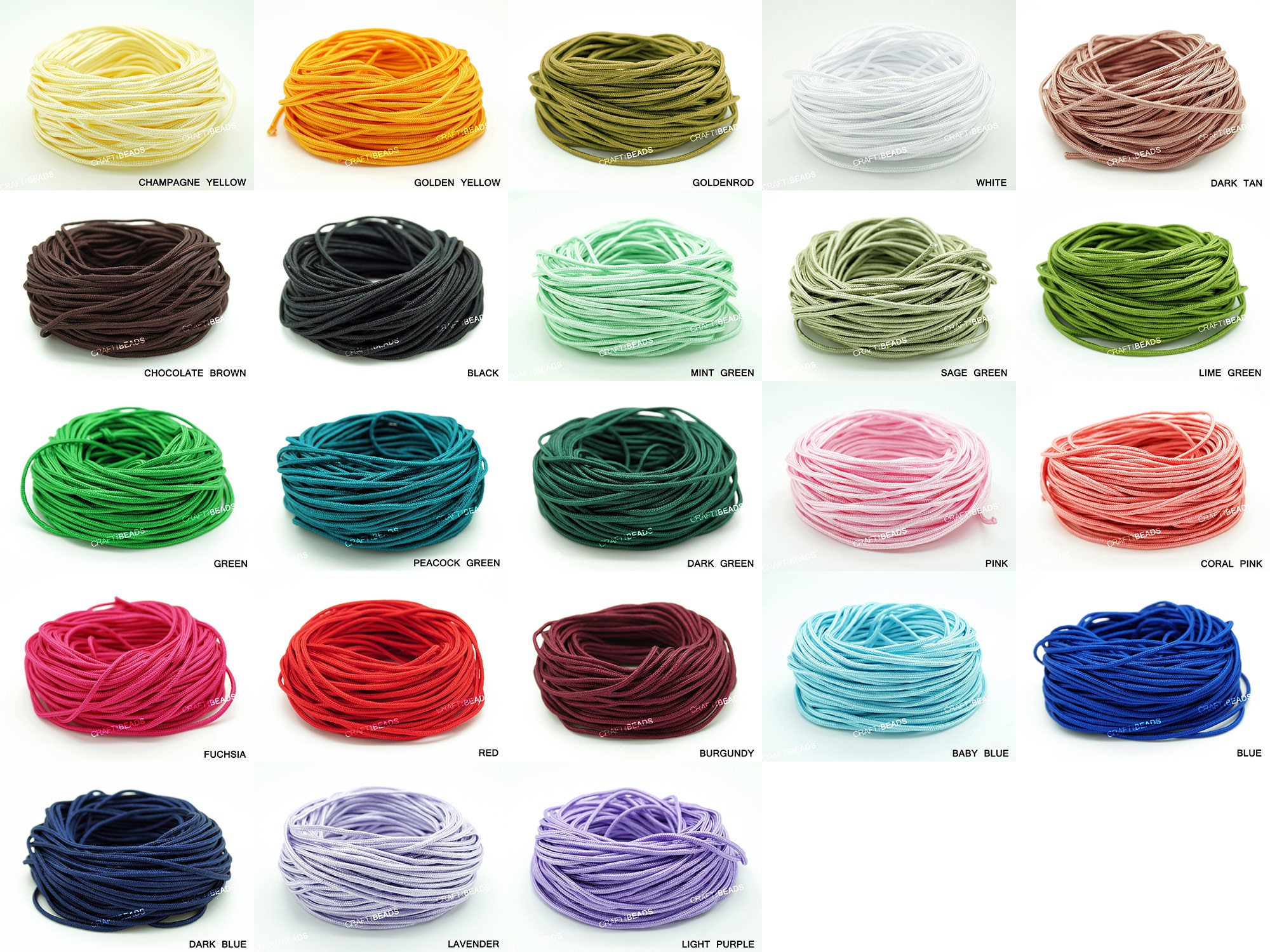 Macrame Nylon Cord 1mm, Nylon Thread, Choose Your Color, Shamballa
