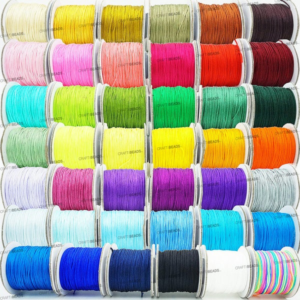 0.8MM Chinese Knotting Nylon Braided Cord Shamballa Macrame Beading Kumihimo Leather Sewing String - 50yards Spool