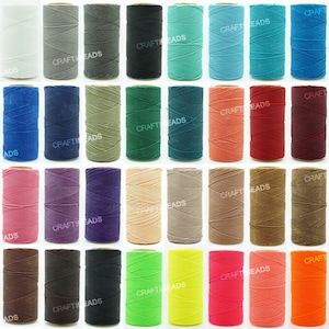1.5MM Waxed Polyester Linhasita Cord Macrame Friendship Bracelet Thread Leather Works Knotting Artisan String - 125yards Spool