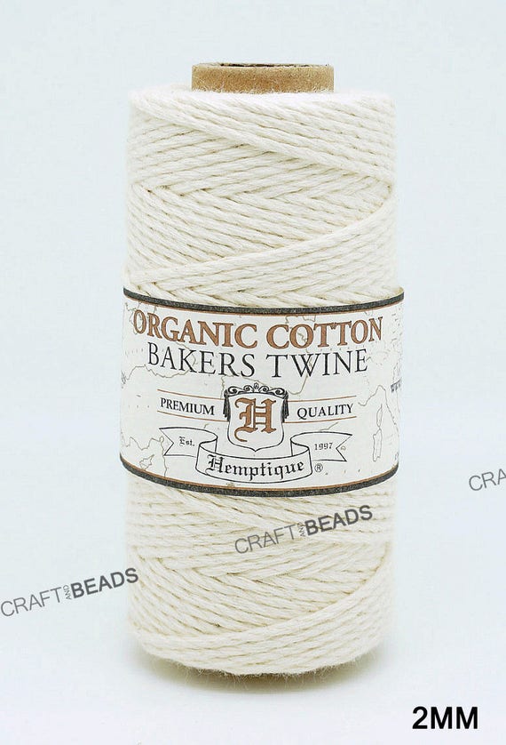 Natural White Organic Bakers Twine 100% Cotton Hemptique Macrame Craft  String 1MM, 1.2MM, 1.5MM & 2MM Thickness 