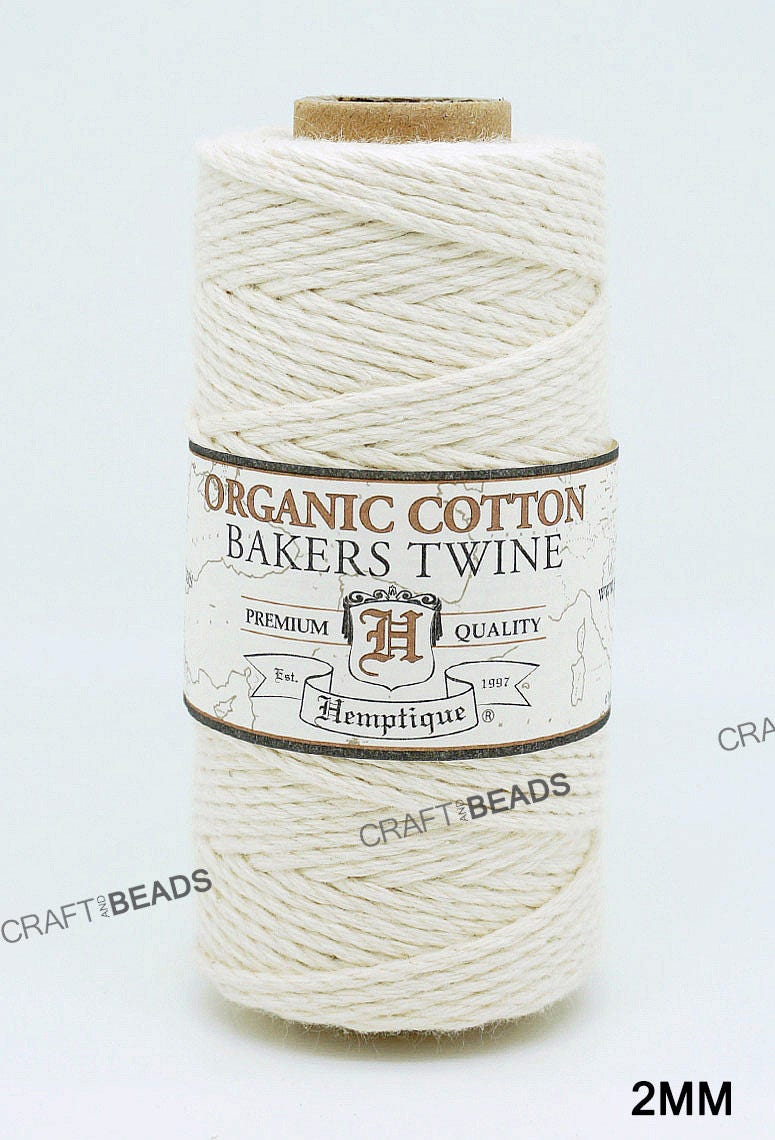 Natural White Organic Bakers Twine 100% Cotton Hemptique Macrame Craft  String 1MM, 1.2MM, 1.5MM & 2MM Thickness 
