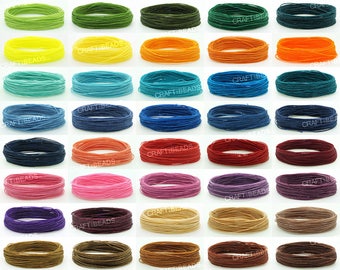 30FT 1MM Waxed Polyester Linhasita Cord Macrame Friendship Bracelet Thread Leather Works Knotting Artisan String - You Pick Color!