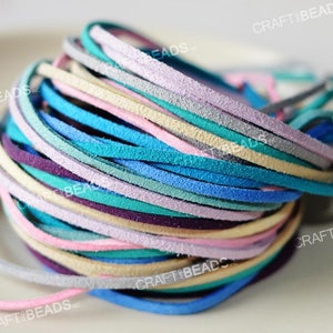 3MM x 1.5MM Faux Suede Cord Leather Lace Beading String Bracelet Necklace Making 10yards Skein You Pick Color image 2