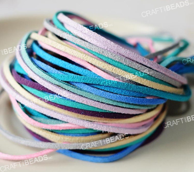 3MM x 1.5MM Faux Suede Cord Leather Lace Beading String Bracelet Necklace Making 10yards Skein You Pick Color image 2