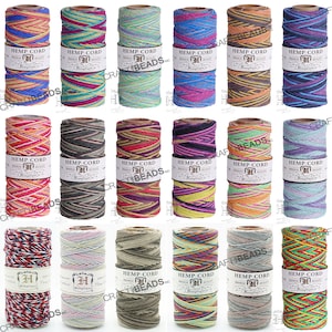 1MM Variegated Polished Hemp Twine Hemptique Cord Macrame String Artisan Thread 20lbs - 205ft Spool