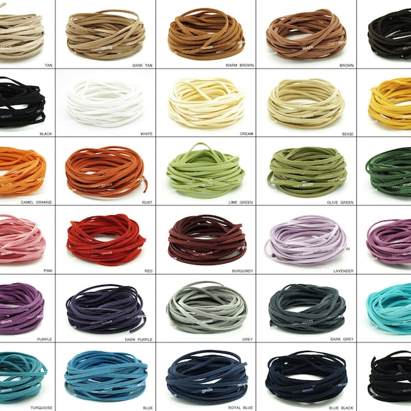 3MM Superior Quality Faux Suede Cord Leather Lace Beading String Bracelet Necklace Making 5yards Skein - You Pick Color!