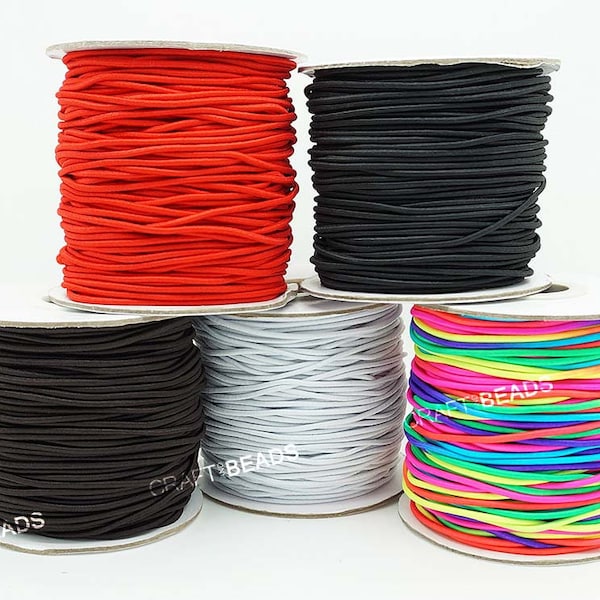 1MM 1.2MM 1.5MM 2MM 3MM - Nylon Coated Round Elastic Cord Stretch Beading Mala Artisan String