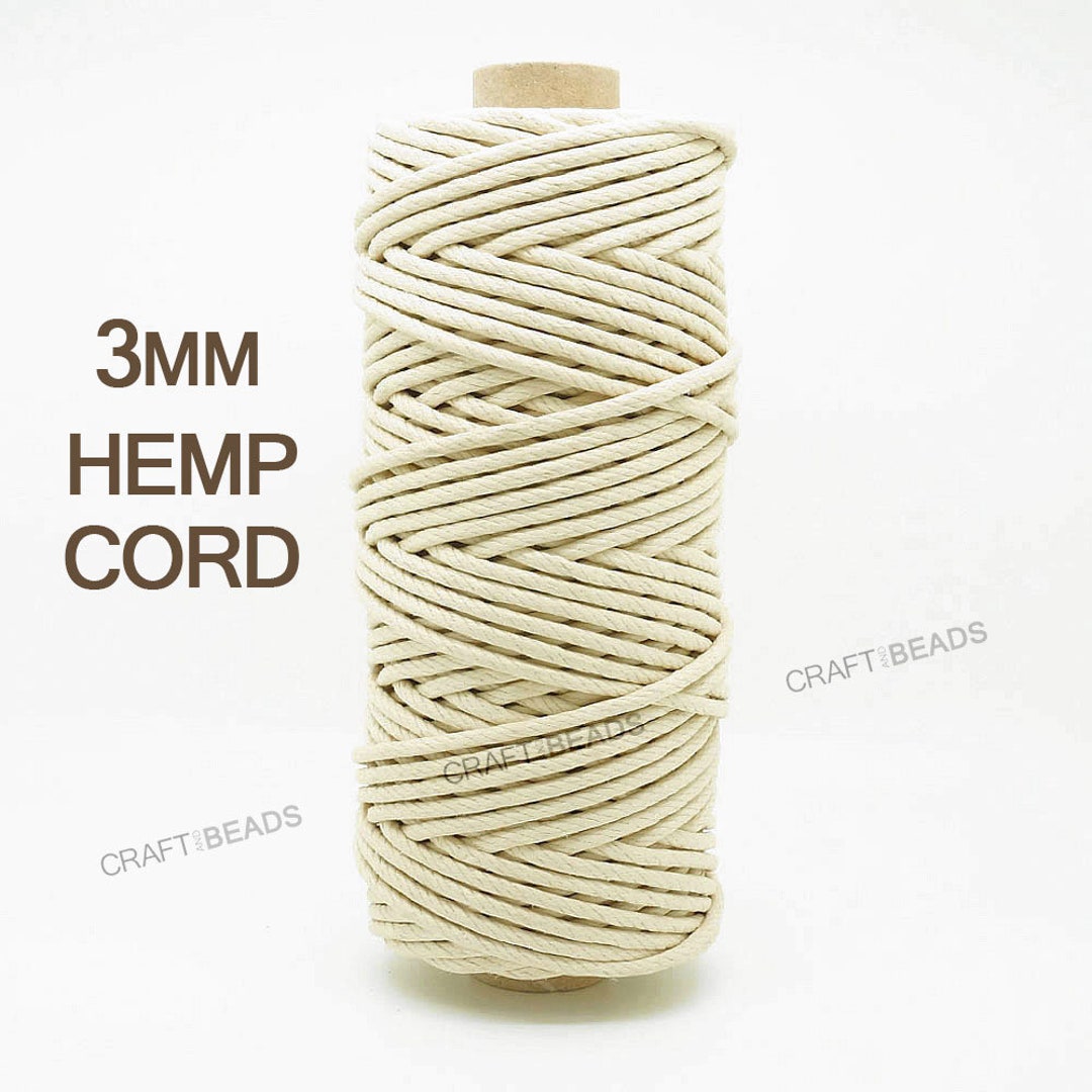 3MM Natural Polished Hemp Twine Craft Rope Macrame Cord 100lbs 121 Feet  Spool 