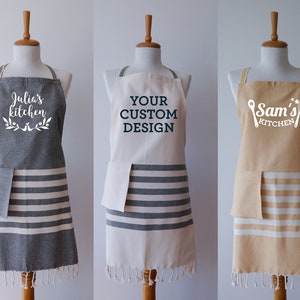Personalised cotton apron, personalised cotton tea towels, wedding gift, 2nd wedding anniversary gift, personalised gift for her image 8