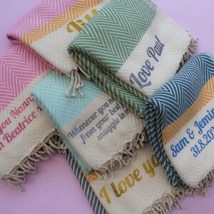 Personalised Chevron Cotton Throw Blanket With Multiple Color Choices ...