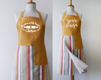 Personalised high quality kitchen apron, custom design apron, apron with logo, personalised gift for her, gift for mother