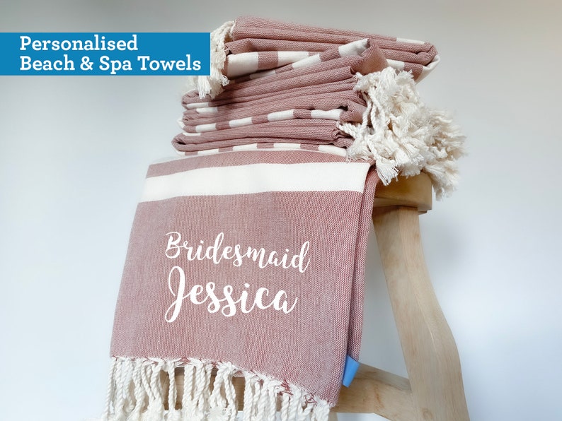 Personalised towel, Personalised bridesmaid beach towel, personalised gift towels, beach towel, bath towel image 7