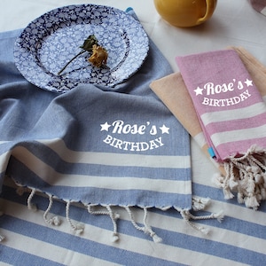 Personalized Cotton Tea Towel or Tablecloth: New Home Gift