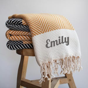 Manta de algodón tejida a mano personalizada: manta de sofá con diseño de espiga, regalo para el segundo aniversario, regalo para la niñera en Navidad.