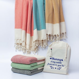 Jeté en coton tissé à la main : motif à chevrons, cadeau douillet, cadeau de Noël pour mère, cadeau 2e anniversaire, cadeau nounou, cadeau pour couple