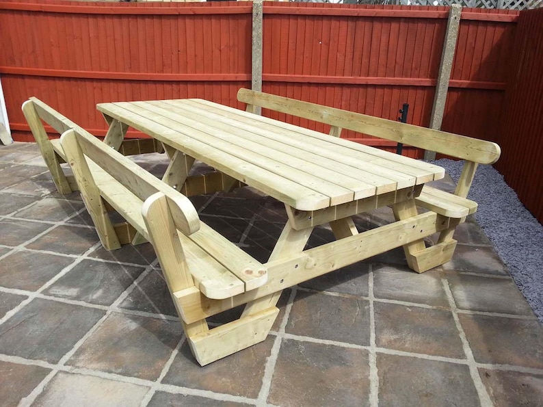 traditional-pub-style-garden-picnic-table-bench-set-with-back-etsy-uk