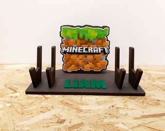 Personalised Minecraft Style Gaming Stands - Headset and Controller Holder - Single or Double - Xbox Playstation Nintendo