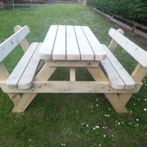 Traditional Pub Style Garden Picnic Table/Bench Set with Back Rests Various Sizes Thick Rustic Solid Heavy Duty Timber Wood Restaurant image 4