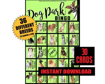 Bingo para perros: 30 tarjetas de razas (Descarga instantánea e imprimible)