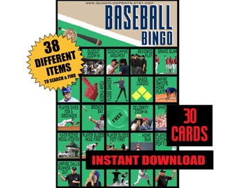 Juego de Bingo de Béisbol: 30 Cartones Imprimibles (Descarga Digital)