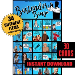 Bartender Bingo Game: 30 Printable Cards for Adults (Digital Download)