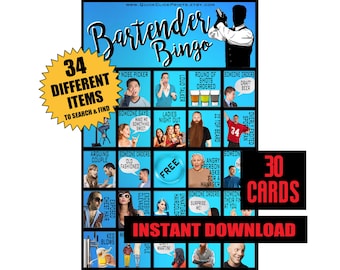 Juego de Bingo de Bartender: 30 Cartones Imprimibles para Adultos (Descarga Digital)