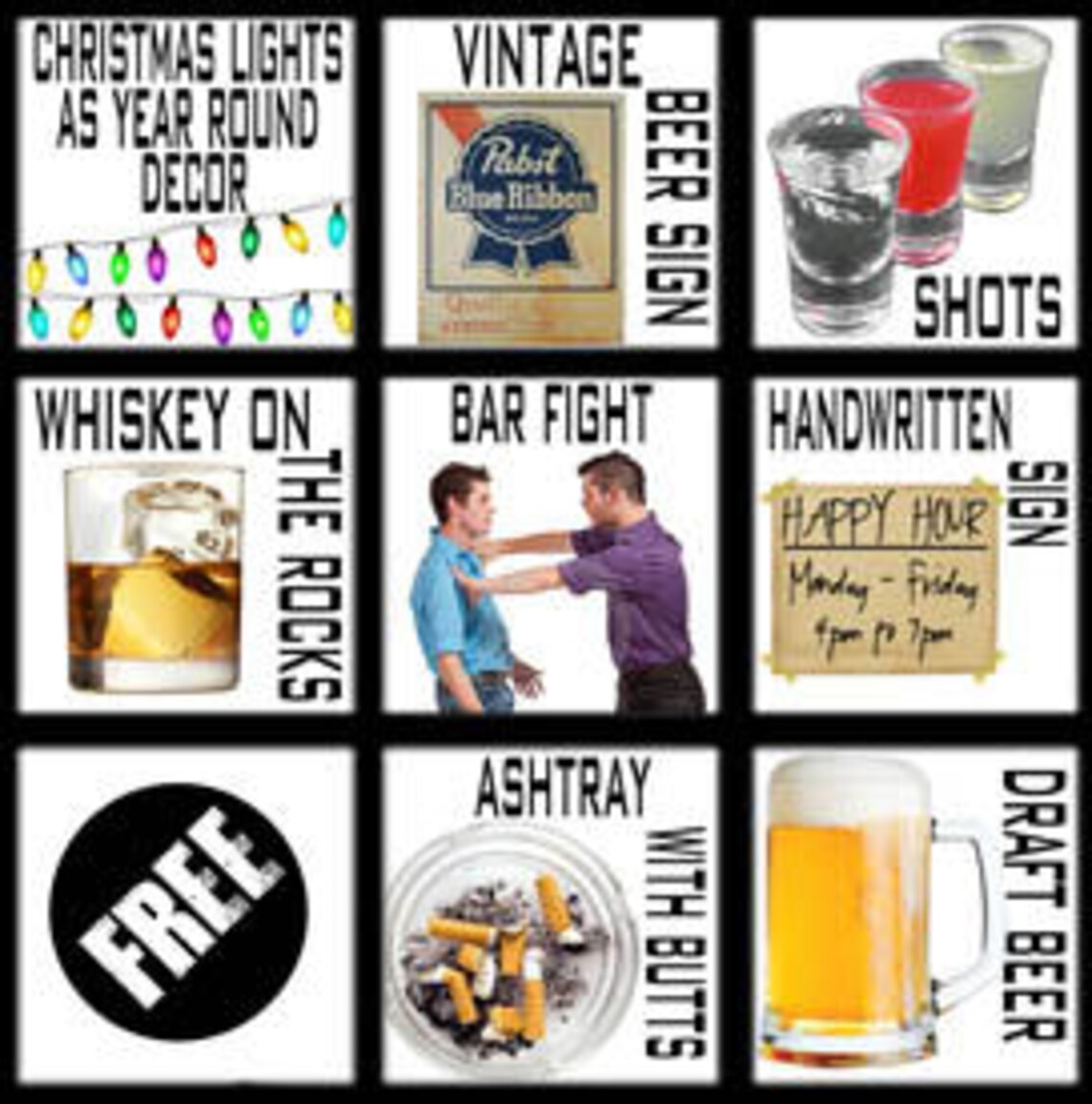 Dive Bar Bingo 28 Cards Pub Crawl Bingo People Etsy