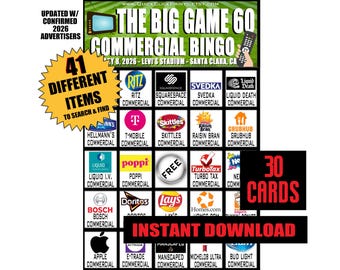 Bingo Comercial Super Big Game 60 - 30 Cartones - Fiesta de Fútbol - Descarga Imprimible Instantánea