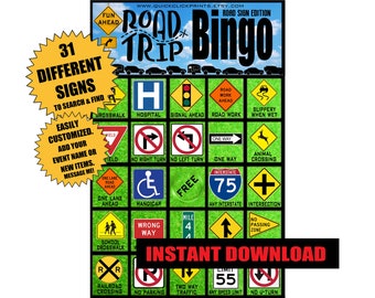 Printable Road Trip Bingo Set of 4 Unique Cards Car Bingo Game - Etsy