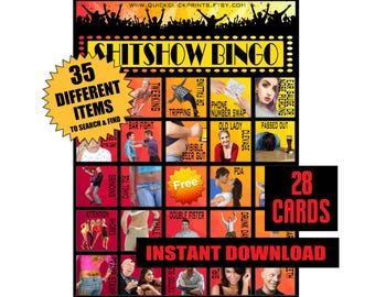 Bingo de Bar Shitshow: Juego de beber para adultos, 28 cartones imprimibles (descarga digital)