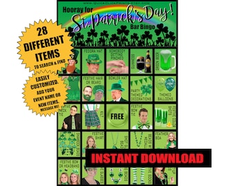 St Patrick's Day Bar Bingo - 30 Cards - St Patrick's Day People Watching/Drinking/Pub Crawl Game - Printable Instant Download