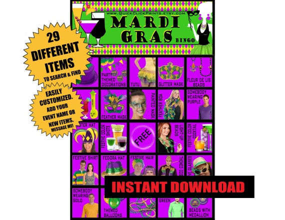 Mardi gras bingo cards Mardi gras bingo cards