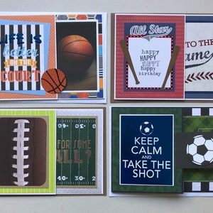 Handmade SPORTS Themed Cards - Set of 4