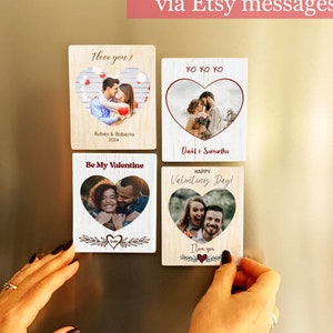 Gepersonaliseerde fotomagneet • Valentijnsdagcadeau • Houten magneetkaart • Cadeau voor haar hem • Cadeau vriend • Cadeau voor echtgenoot • Cadeau voor stellen