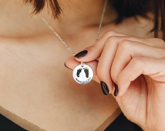 Baby Footprint Necklace Personalized, New Mom Gift, Baby Jewelry, Pregnancy Gift, Memorial Necklace, Mothers Day Gift for Wife