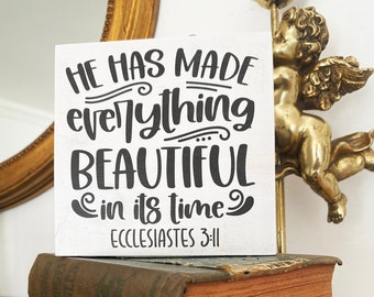 Bible Verse Sign - Easter Gift - Baptism Gift - Christian Sign - Farmhouse Distressed - Christian Housewarming Gift for Home - Scripture