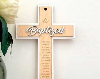 Baptism gift, Baptism cross, Baby Dedication gift, Christening gift, Gift from Godparents, Personalized Wood Cross, Baptism Souvenir,