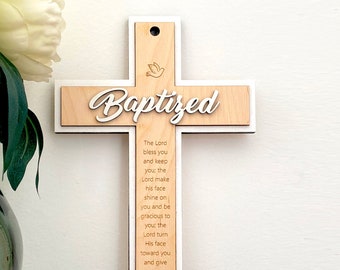 Personalized Wood Cross: Baptism Christening Gift