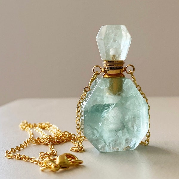 Aromatherapie ketting met olie Boho Parfum Vial Ketting Essentiële Olie Gifts Natural Stone Ketting Emerald Sieraden Ketting voor vrouwen Raw