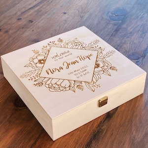 Baby Memory Box Baby Keepsake Box New Baby Girl Gift Birth Stat New Born Baby Gifts Personalized Unique Gift for New Mum Christmas Gift