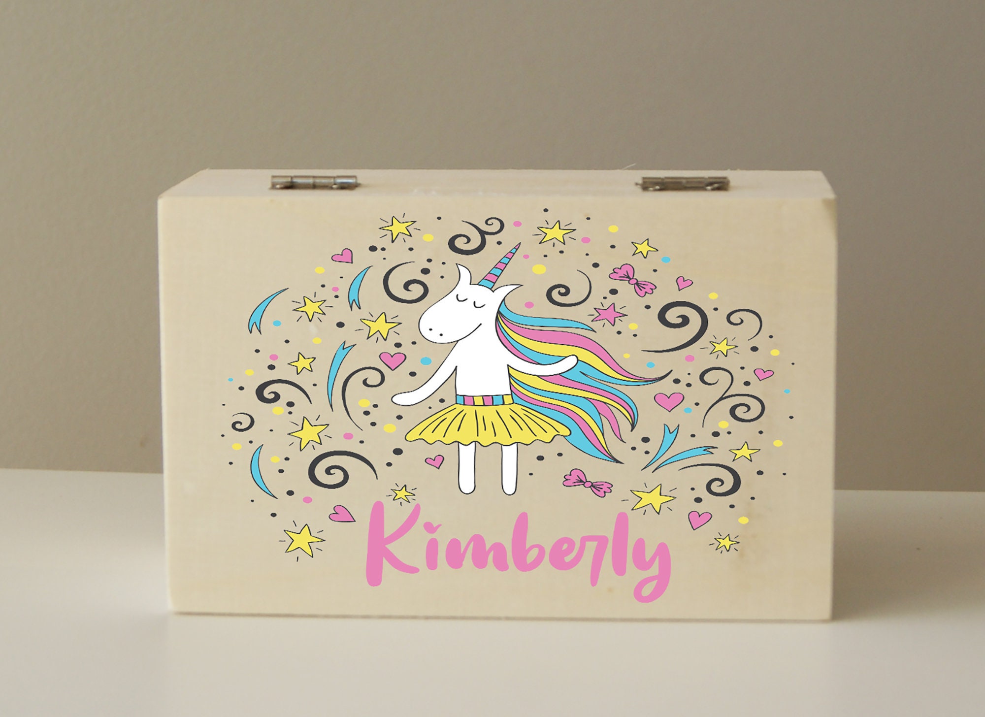 Girls Unicorn Jewelry Box Custom Personalized Keepsake Box Etsy