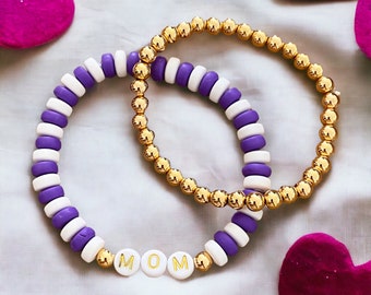 Mom Bracelet Personalized, Set of 2, Beaded Bracelet, Adjustable Bracelet, Gift for Mom, Mothers Day gift, Bracelet for Women, Gifts for Her