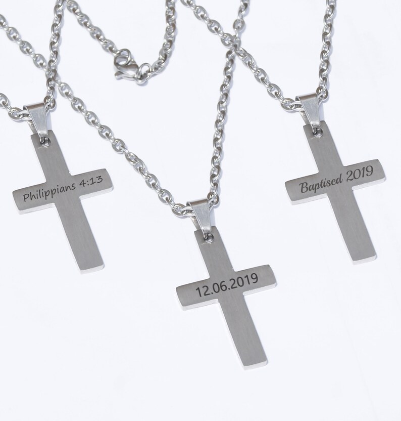 Adult Baptism Gift Personalized Cross Necklace for Men Etsy