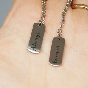 Couples Necklace Set Always and Forever Deployment Necklace Long Distance Couples Relationship Jewelry Military Couples Birthday Gift image 4