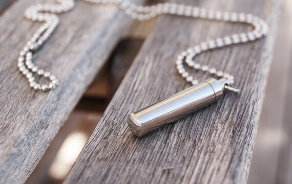 Memorial Gift Sympathy Gift Capsule Necklace Ash Capsule Keepsake Necklaces for Men Birthday Gift Mens Personalized Hidden Message Etsy